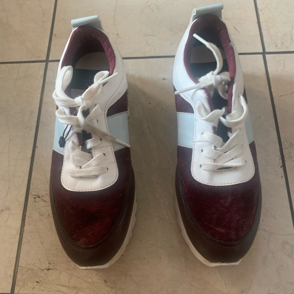 Zara Burgundy and White Athletic Sneakers